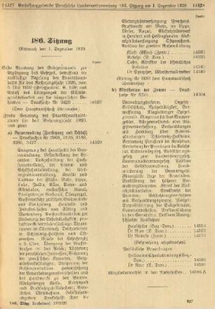 186. Sitzung. Mittwoch den 1. Dezember 1920