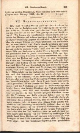VII. Staatsarzneikunde.