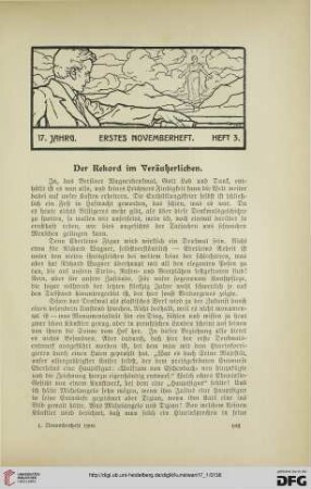 Der Rekord im Veräußerlichen
