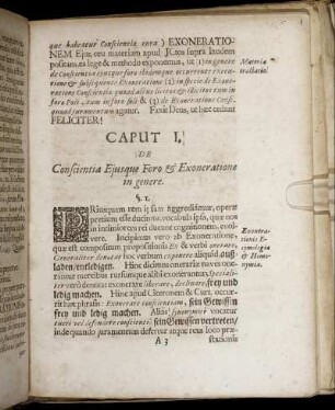 Caput I. De Conscientia Ejusque Foro & Exoneratione in genere.