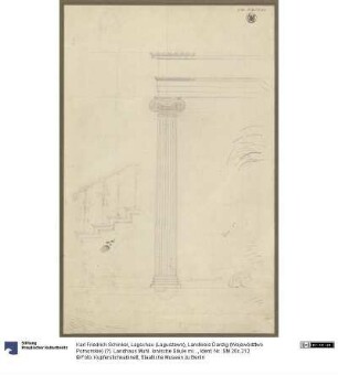 Lagschau (Łaguszewo), Landkreis Danzig (Województwo Pomorskie) (?). Landhaus Muhl. Ionische Säule mit Gebälk