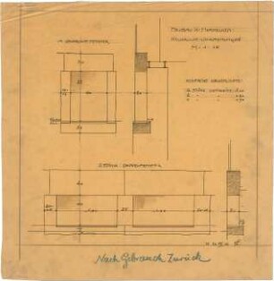 Billing, Hermann; Karlsruhe, Eisenlohrstr. 45; Haus Hornecker (Rothfuss) - Kellerfenster- Umrahmungen (Grundrisse, Schnitte)