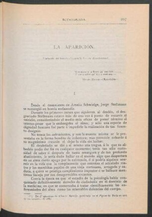 La aparición : Traducido del francés para la Revista Ecuatoriana