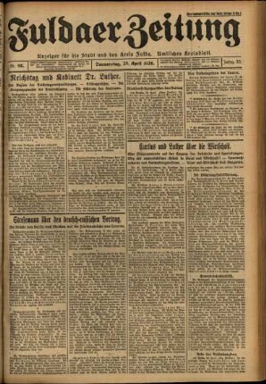 Ausgabe vom Donnerstag, den 29. April 1926.