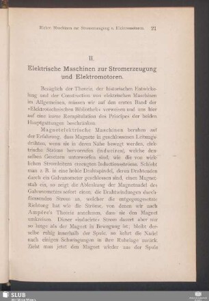 II. Elektrische Maschinen zur Stromerzeugung und Elektromotoren