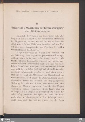 II. Elektrische Maschinen zur Stromerzeugung und Elektromotoren