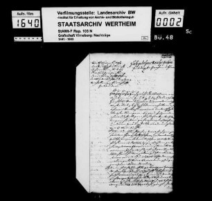 Protokolle und Stellungnahmen der Rentkammer sowie Berichte des Virneburger Amtmanns Johann Peter Frohn.