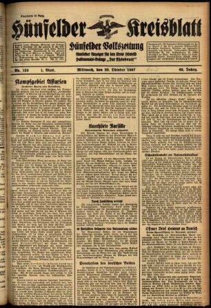 Erste Ausgabe vom Mittwoch, den 20. Oktober 1937.