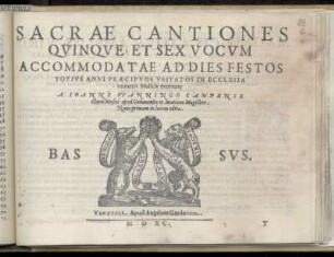 Johann Wanningus: Sacrae contiones quinque et sex vocum ... Bassus