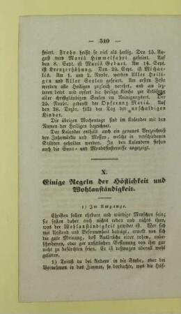 X. Einige Regeln der Höflichkeit und Wohlanständigkeit