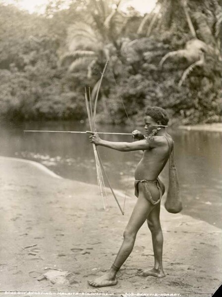 "A Roas boy, shooting an arrow, Malaita"