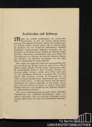 Landstraßen und Feldwege