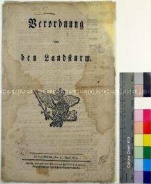 Verordnung von Friedrich Wilhelm III. König von Preußen über den Landsturm