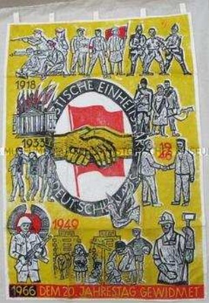 Wandbehang anlässlich des 20. Jahrestages der Gründung der SED