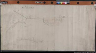 "Grundriss der Landstraße von Schwagstorf auf Steinfeld," in der Bauerschaft Helle ("Lit.A"), um 1880. Beiderseits der Landstraße angedeutete Parzellen mit Besitzernamen. Ausf.-Art: Farbige Zeichnung Herst.: Rhode, Wegbau-Kondukteur Format: 71 x 145 cm Maßstab: 1 : 1600