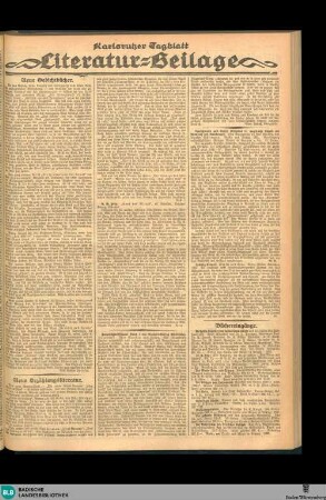 Karlsruher Tagblatt, Literatur-Beilage