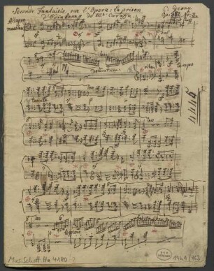 Fantasies, pf, op. 382/2 - BSB Mus.Schott.Ha 4180-2 : [caption title:] Seconde Fantaisie sur l'Opera: la prison // d'Edinbourg // de Mr: Caraffa. // C: Czerny. // Op: 382. Nr: 2.