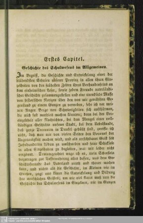 Erstes Capitel. Geschichte des Schulwesens im Allgemeinen