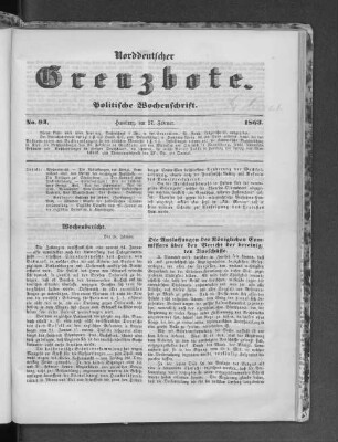 Norddeutscher Grenzbote. Politische Wochenschrift. No. 93 1863.