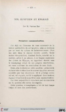 2.Ser. 10.1889: Sol égyptien et engrais