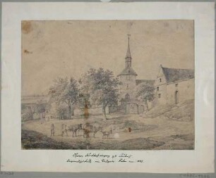 Das Dorf Leubnitz (Dresden-Leubnitz-Neuostra), mit der Kirche (eine der ältesten Dresdens), oberer Kirchbergeingang