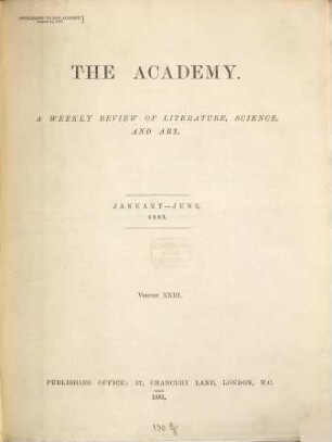 The academy. 23. 1883