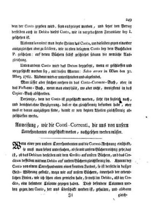 Anweisung, wie die Conti-Correnti, die uns von unsern Correspondenten eingeschickt werden, nachgesehen werden müssen.