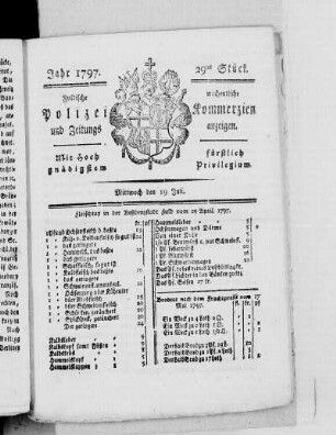 29tes Stück, Ausgabe vom 19. Juli 1797