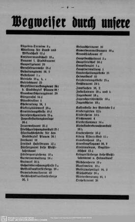 Wegweiser durch die städtischen Geschäftsstellen