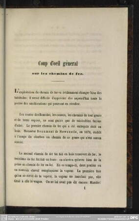 Coup d'oeil géneral sur les chemins de fers