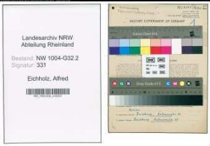 Entnazifizierung Alfred Eichholz , geb. 21.11.1903 (Steuerinspektor)