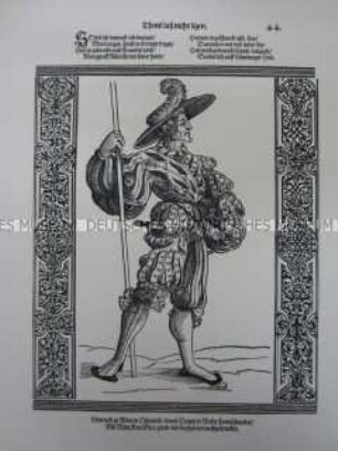 Kriegerdarstellung, Landsknecht mit Spieß, 1510/1530.
