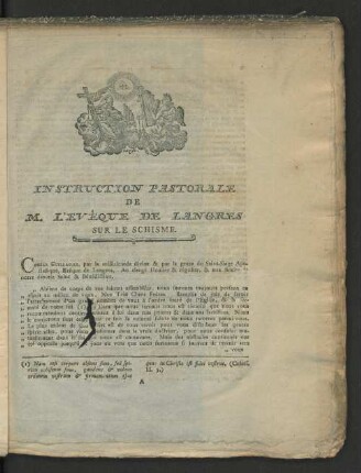 Instruction Pastorale de M. L'eveque de Langres sur le Schisme.