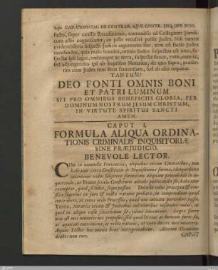 Formula Aliqua Ordinationis Criminalis Inquisitoriæ Sine Præjudicio.