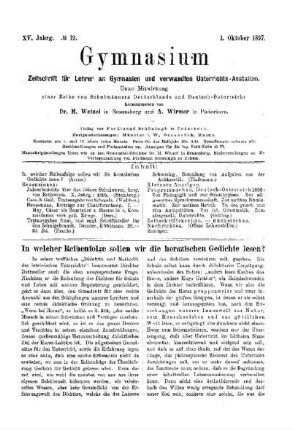 In welcher Reihenfolge sollen wir die horazischen Gedichte lesen?