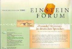 Veranstaltungsprogramm des Wissenschaftszentrums "Einsteinforum" in Potsdam für den Sommer 2000