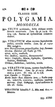 CLASSIS XXIII: - Polygamia