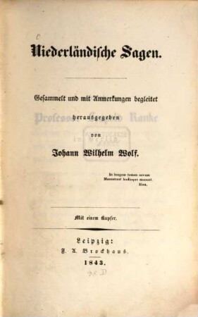 Niederländische Sagen : mit 1 Kupfer