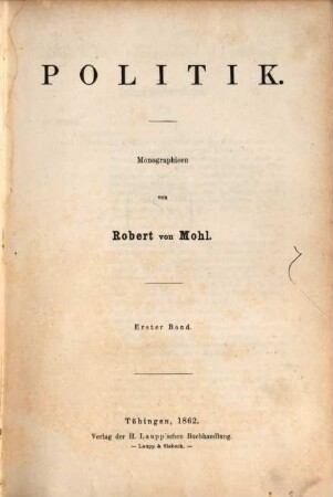 Staatsrecht, Völkerrecht und Politik : Monographien, 2, Politik. 1
