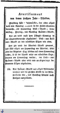 Avertisement von denen hiesigen Jahr-Märkten