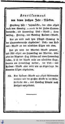 Avertisement von denen hiesigen Jahr-Märkten