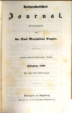 Polytechnisches Journal. 158, 158. 1860