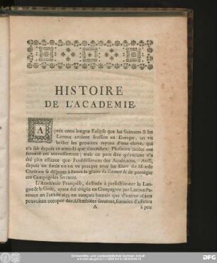 Histoire De L'Academie.