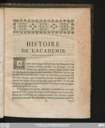 Histoire De L'Academie.