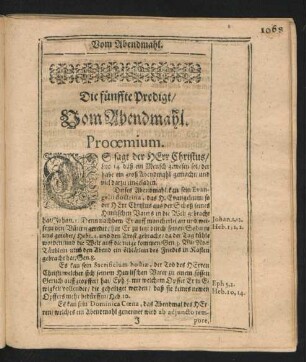 Die fünffte Predigt/ Vom Abendmahl.