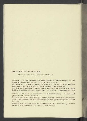 Heinrich Zunterer Herode-Darsteller / Performer of Herod