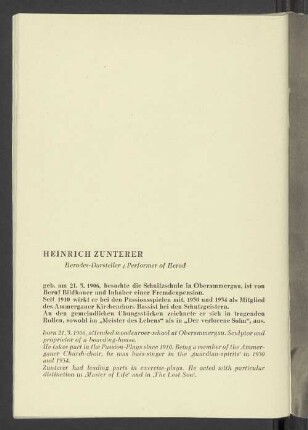 Heinrich Zunterer Herode-Darsteller / Performer of Herod
