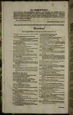Verzeichnuß Der beygebrachten Authoren bey dieser neuen Edition.