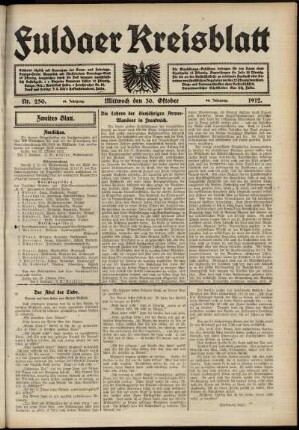 Zweite Ausgabe vom Mittwoch, den 30. Oktober 1912.