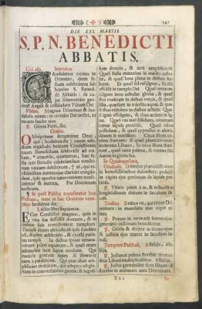 Die XXI. Martii. S.P.N. Benedicti Abbatis